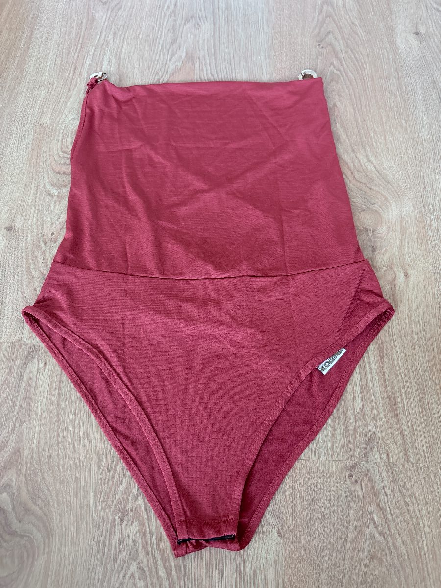 Boohoo Rust Rose Cross Back Bodysuit NWT UK 16 US 12 Silver Ring Detail New