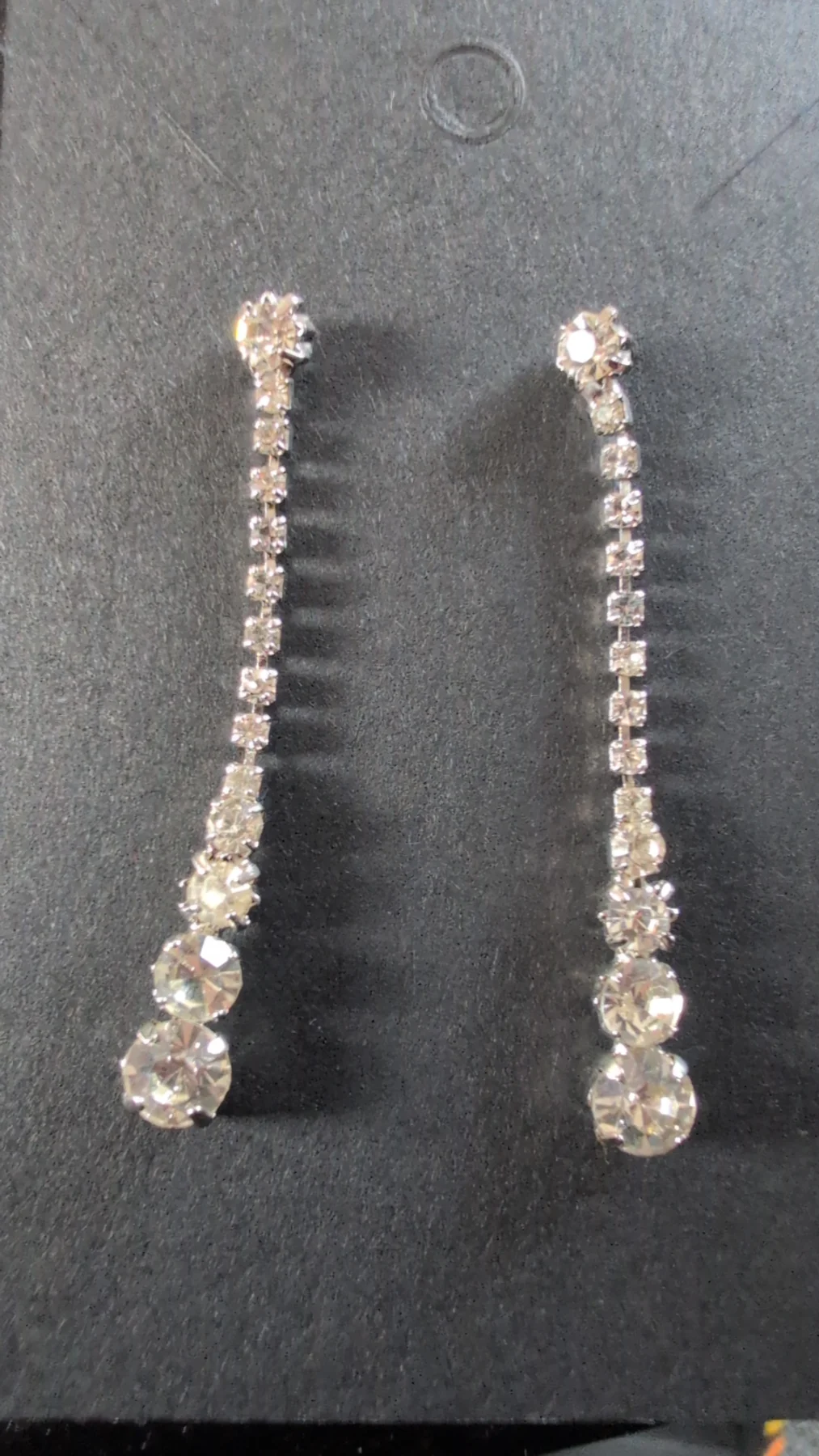 Graduated Round Rhinestone Long Drop Sparkly Earrings
