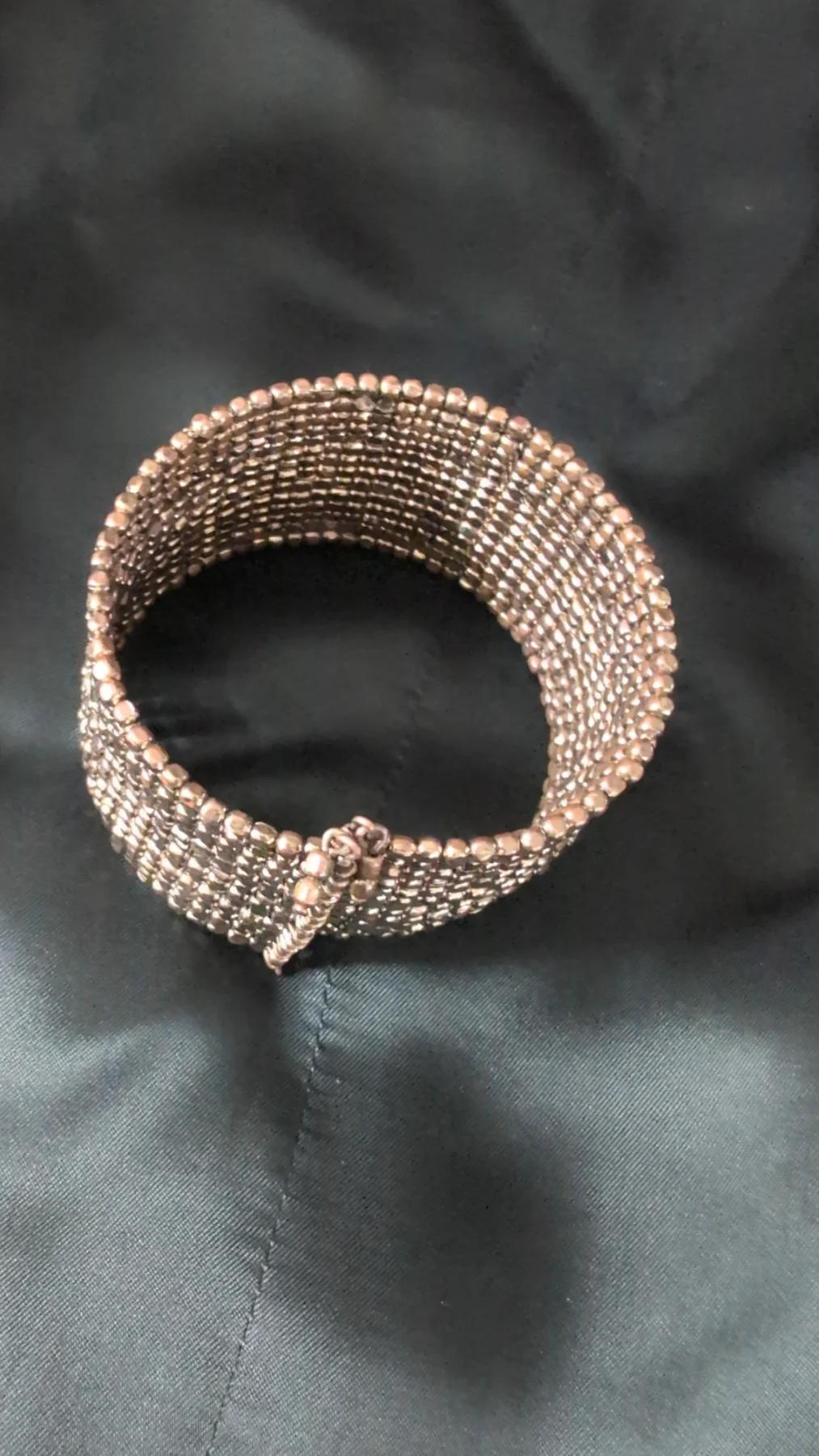 Trendy Bronze Glint Beaded Flex Cuff Bracelet