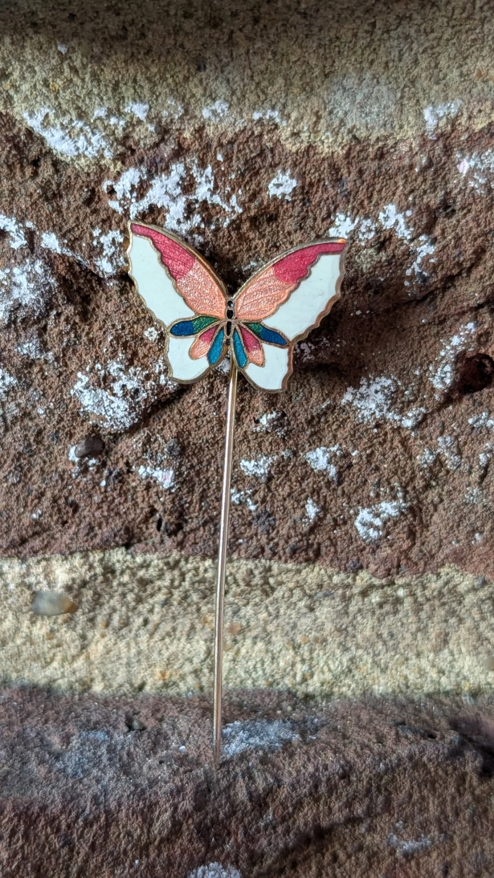 Vintage cloisonné enamel butterfly lapel/ hat pin