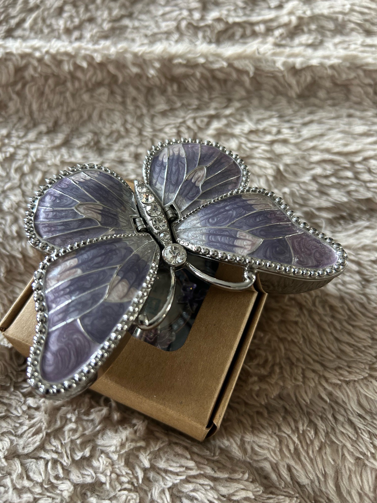 Enamel & Rhinestone Butterfly Trinket Box