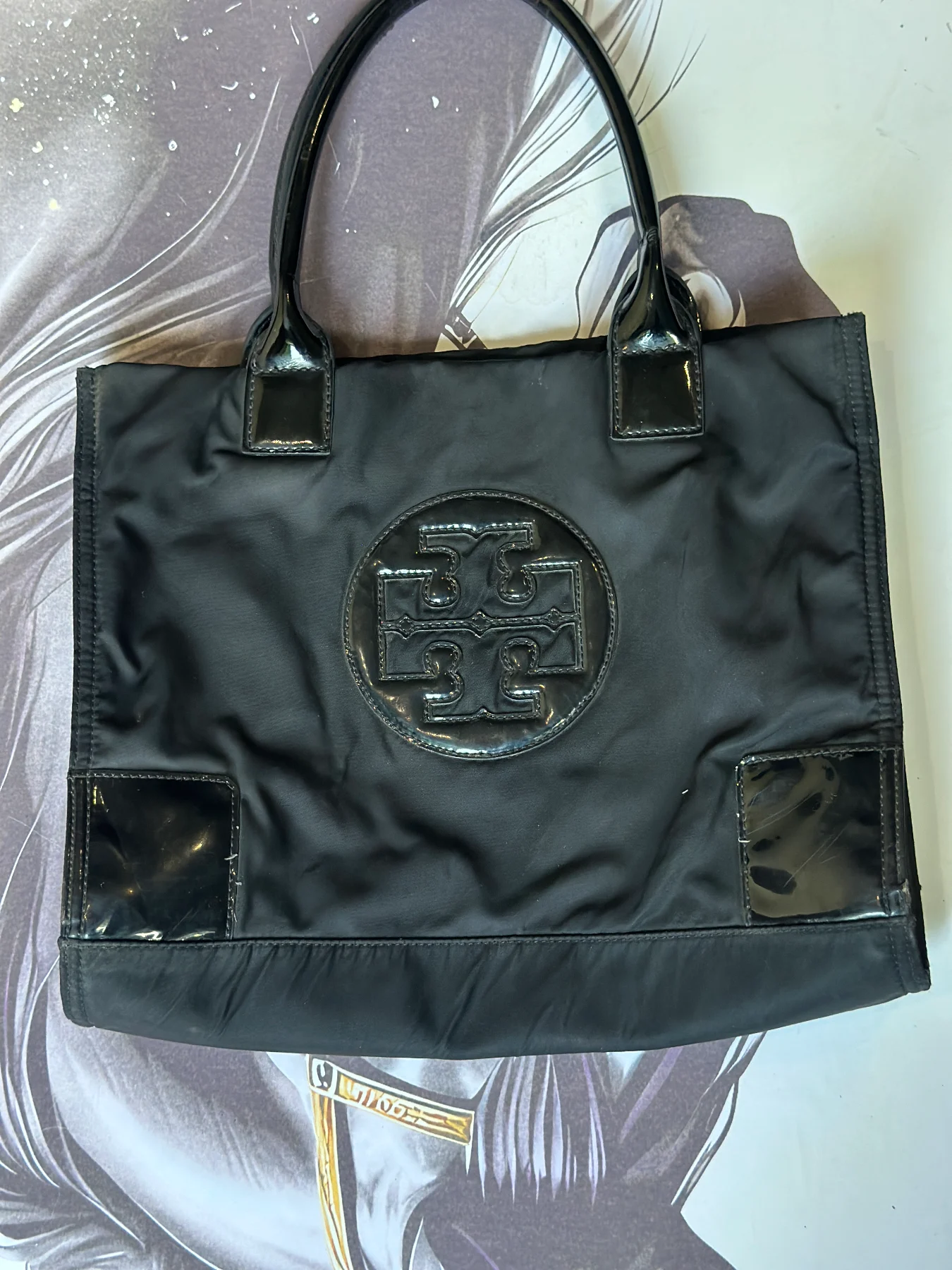 original tory burch black nylon tote bag