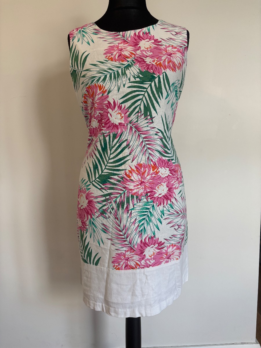 Peacocks Tropical Floral Linen Blend Shift Dress UK 14