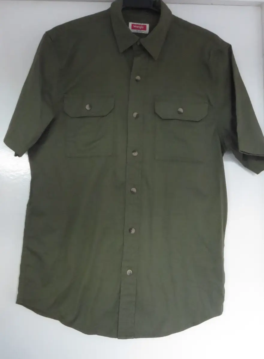 Wrangler Western Style Khaki Short Sleeve Shirt Size Small Chest 40ins