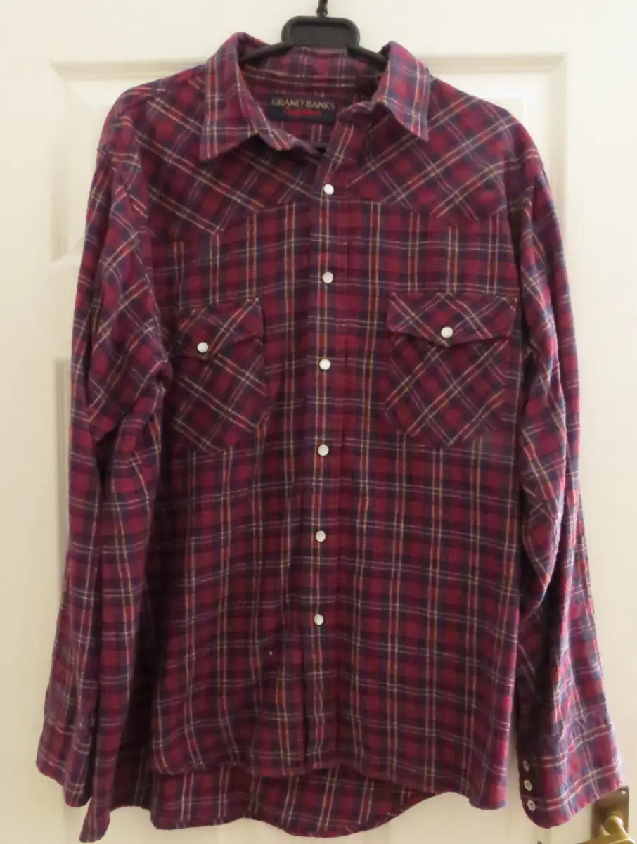 Vintage USA Grand Banks Outfitters Western Pearl Snap Check/Plaid Shirt Size Large