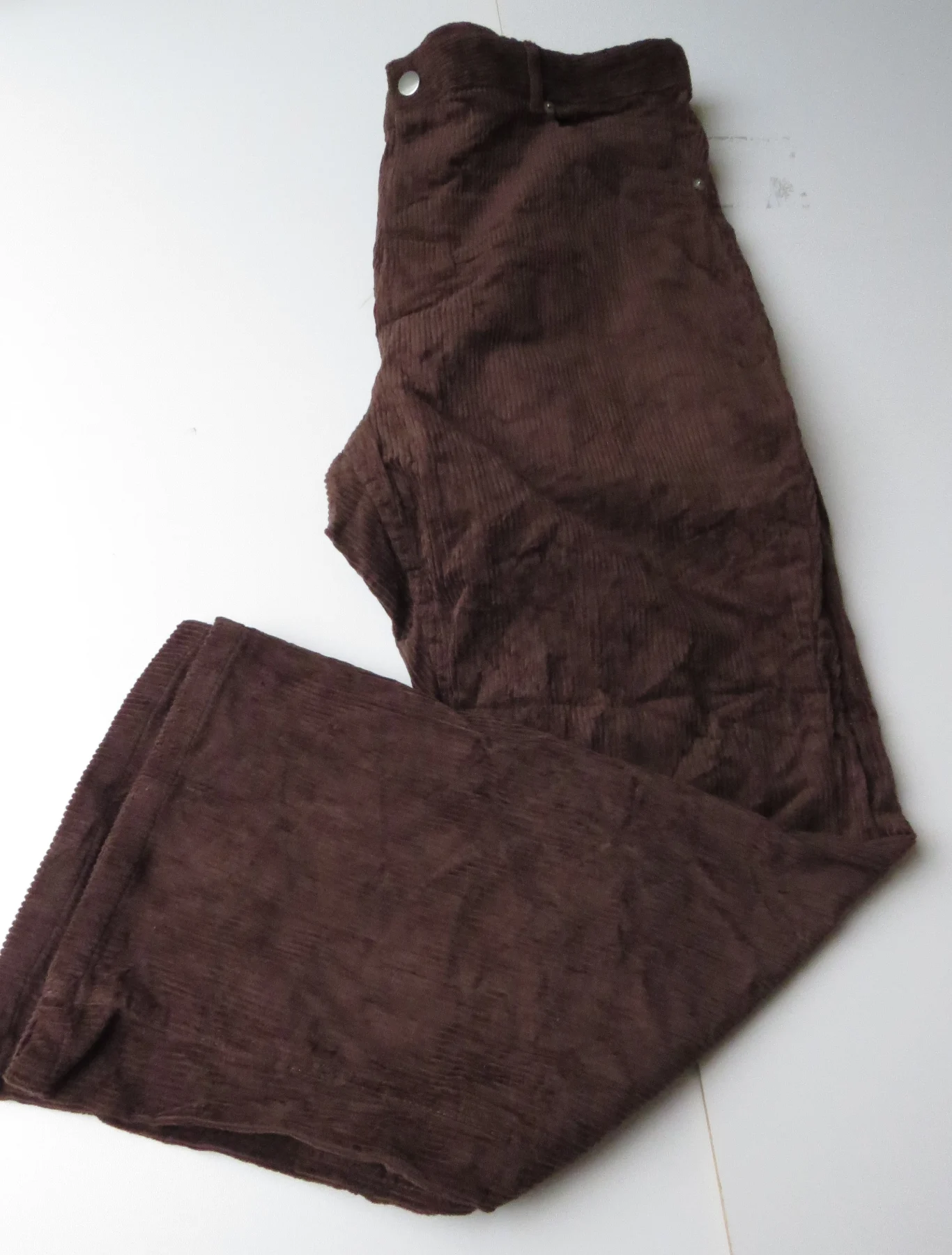 Ladies Brown Flared Wide Leg Corduroy Trousers UK20/22