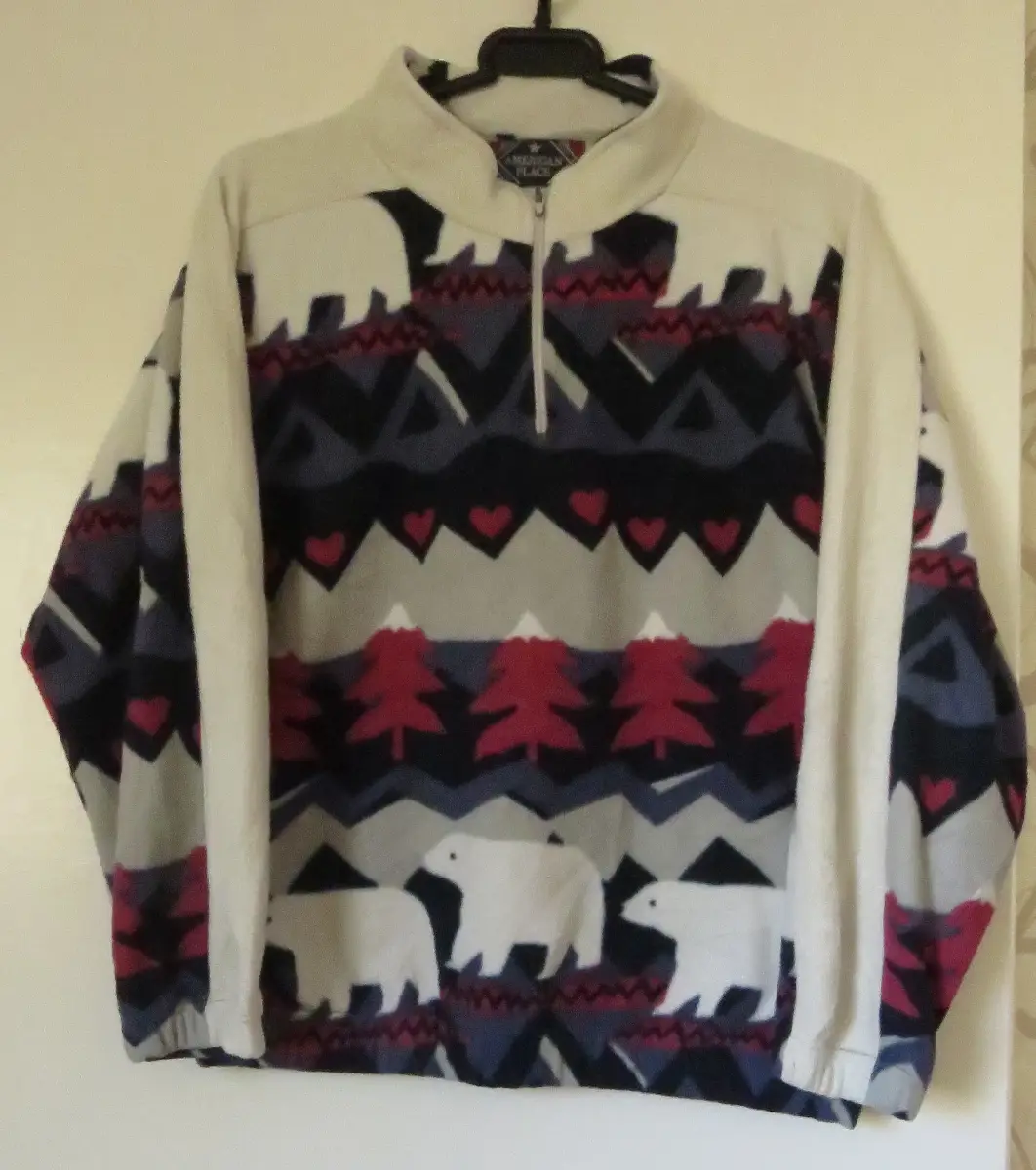 Vintage American Western Active Wear winter Pattern 1/4 zip Fleece Size Large