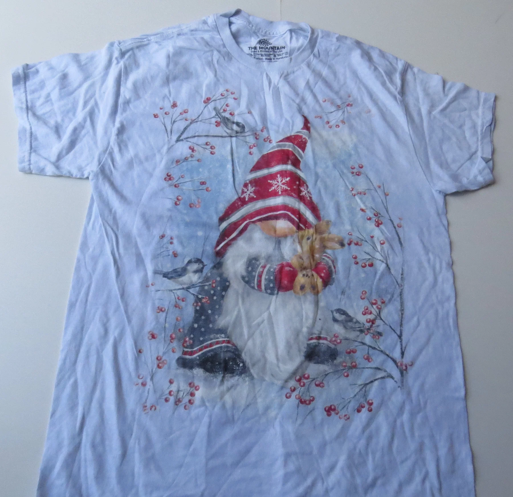 The Mountain Light Blue T-Shirt with Christmas Gonk Size Medium UK12/14