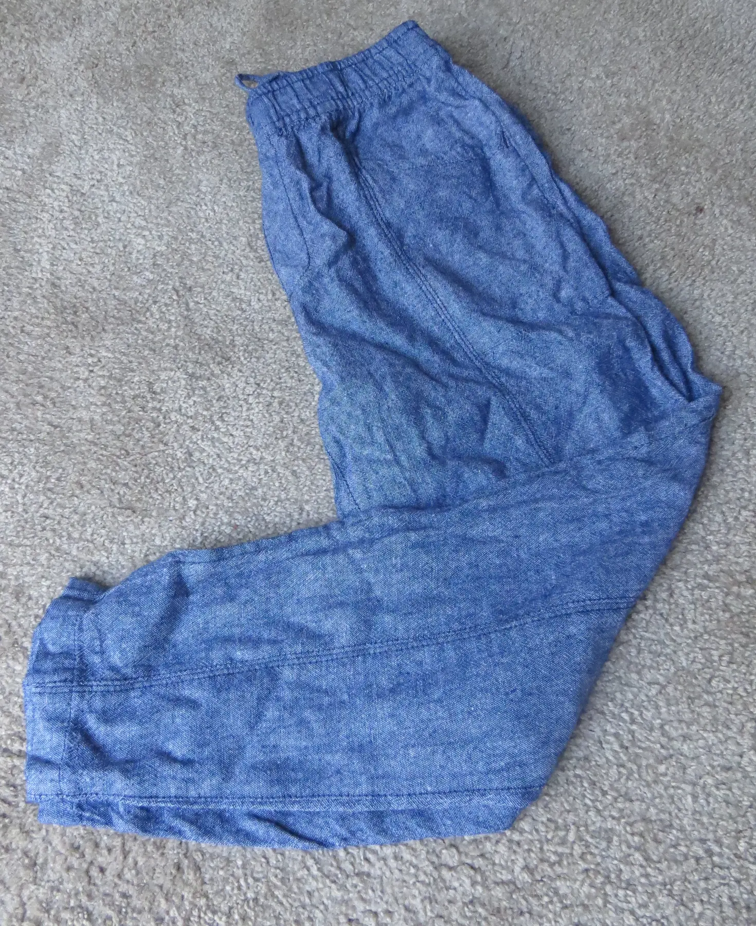 Old Navy - Blue Linen Blend Straight Taper Leg Summer Trousers UK10