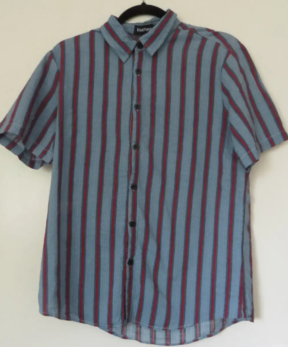 Men's blue and red summer short sleeve shirt size medium