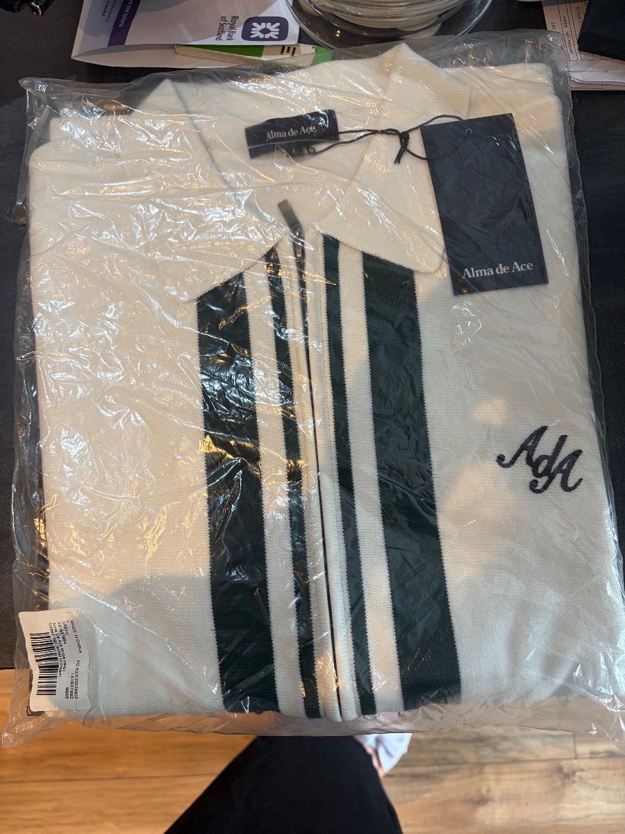 alma de ace stripe detail knitted logo jacket