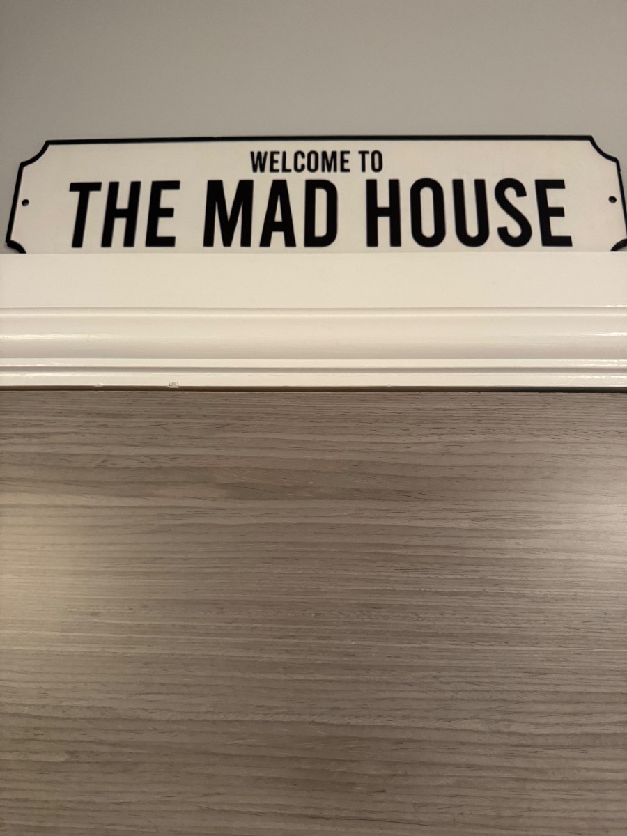 Welcome to the madhouse wall sign