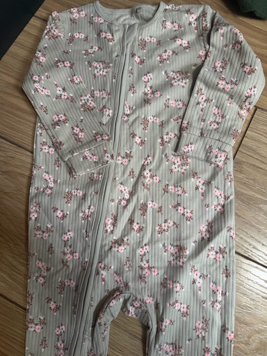 Next baby cute neutral floral zip babygrow