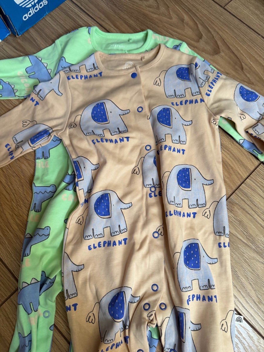 Baby boy animal print babygrows pack of 2