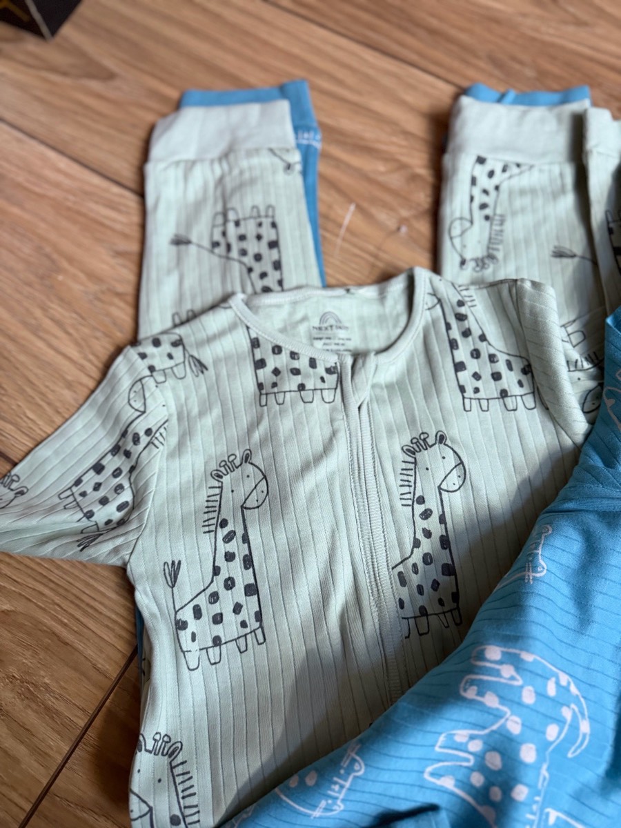 Next baby boy ribbed animal zip footless babygrows pack of 2