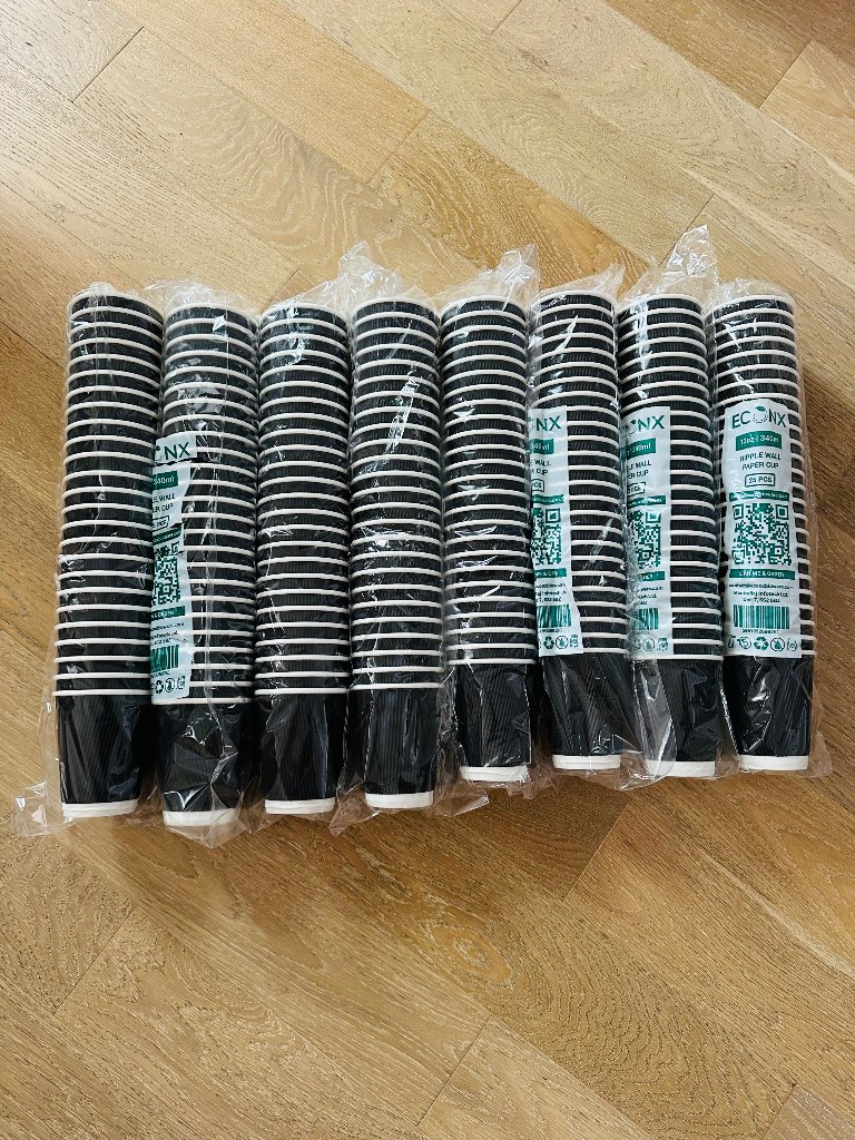 200 takeaways cups 12oz/340ml ripple wall paper cups