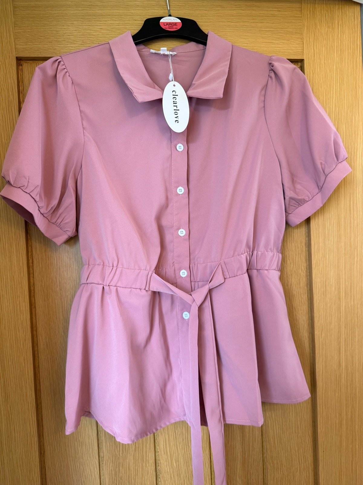 Clearlove Women’s Pink Peplum Blouse XL 20–22 NWT