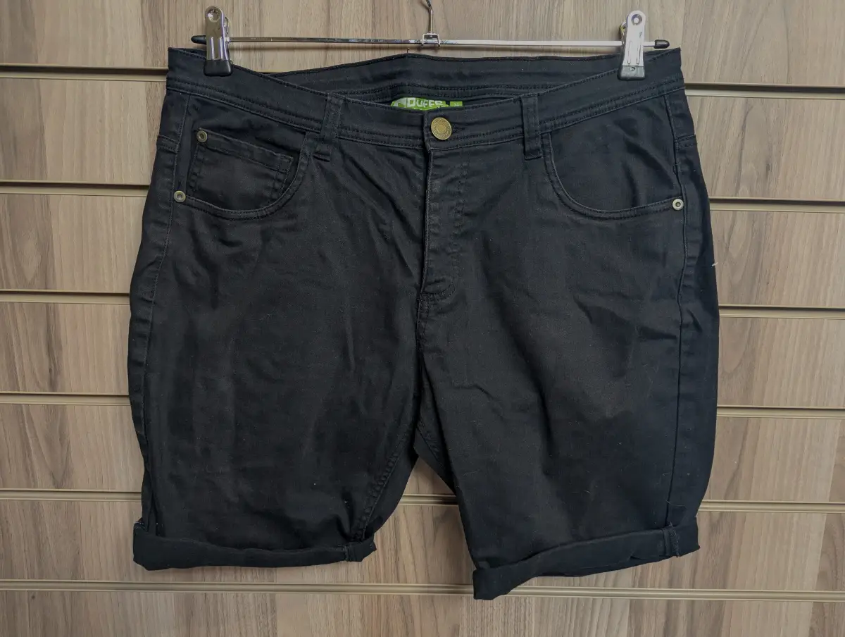 Duffs Apparel Denim Shorts Mens Designer Slim Black UK W 34" L 8" H 8" R 10"