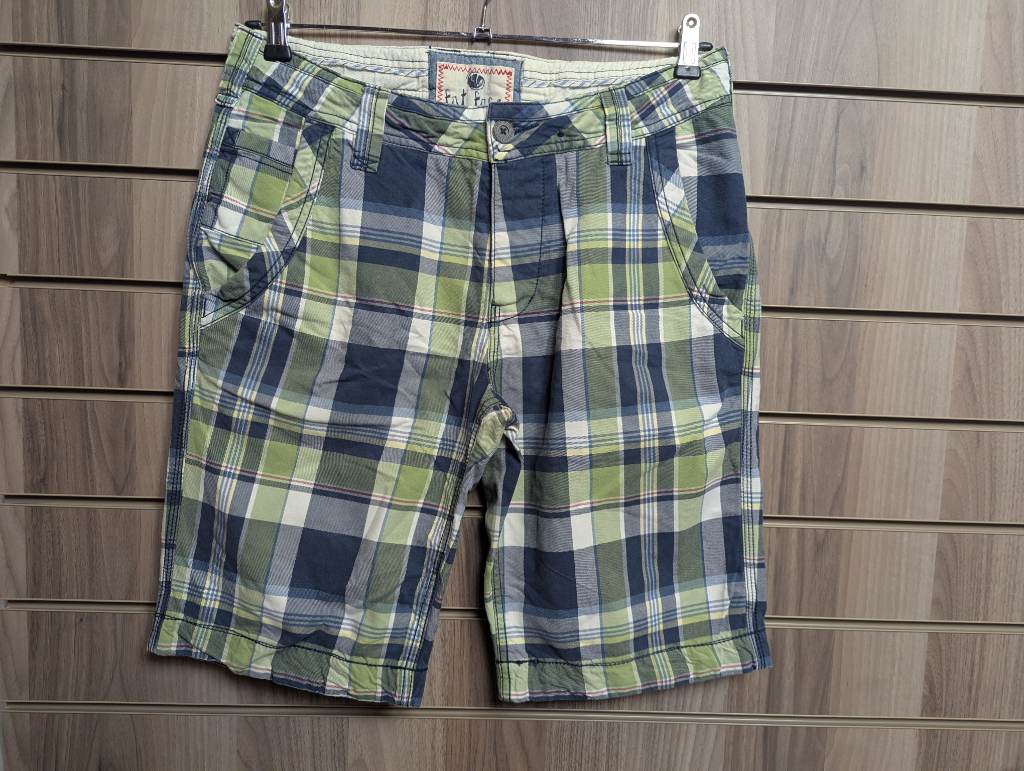 FatFace Cargo Shorts Cotton Plaid Check  Summer Pockets UK W 32" L 11" H 10 - Small