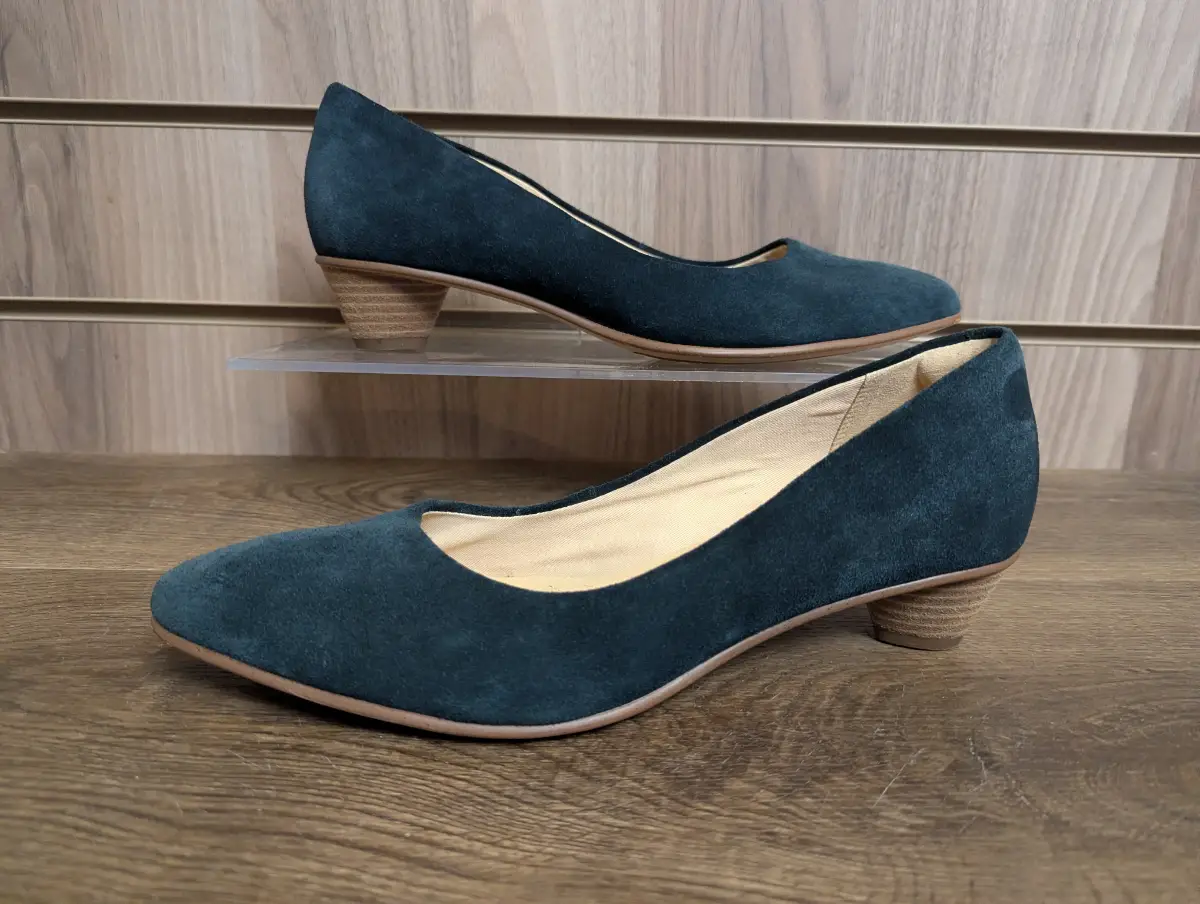 Clarks Cushion Plus Shoes Kitten Heel Mens Bloom Luxury Teal Suede UK 7 D EU 41