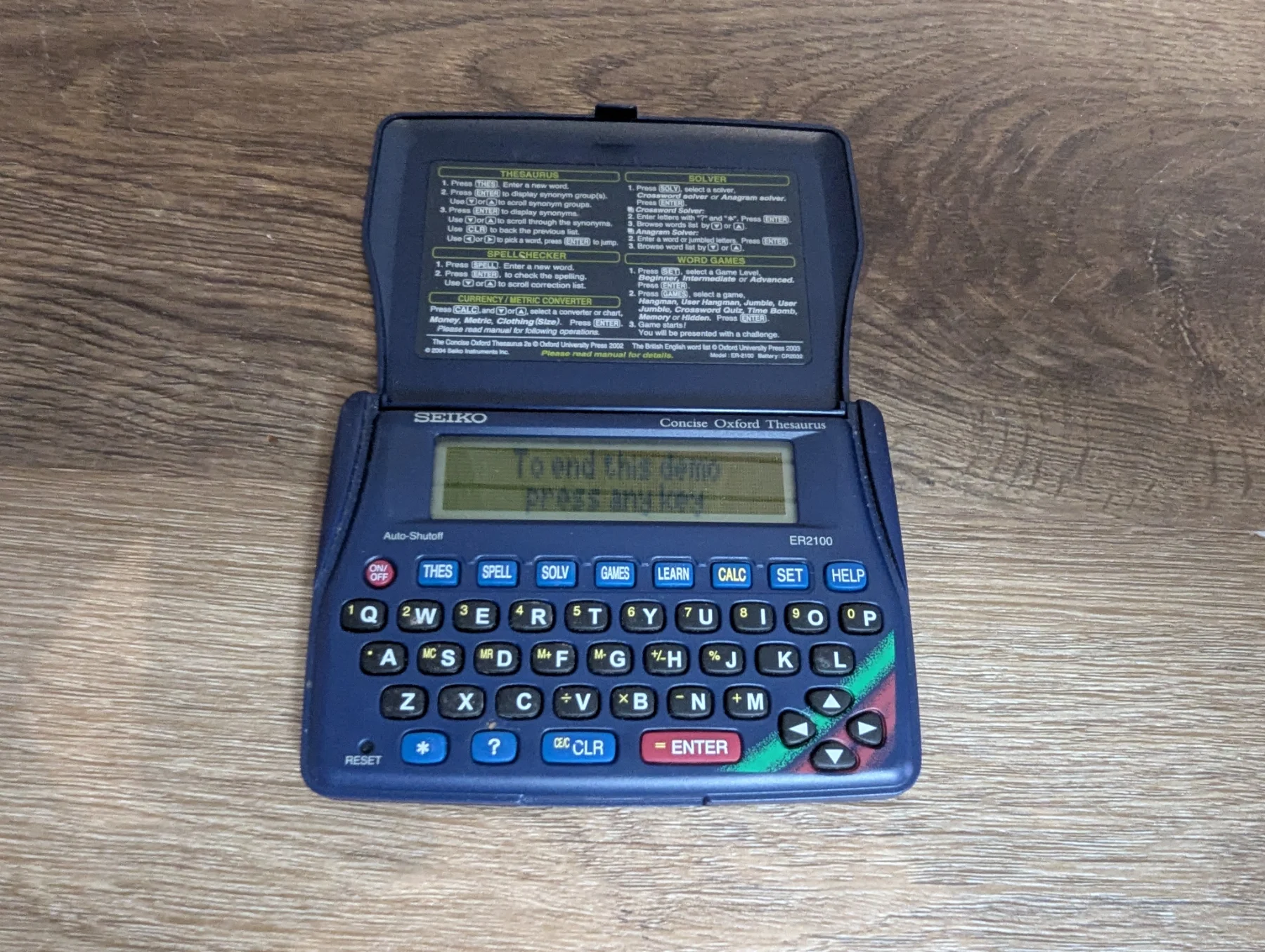 Seiko Oxford Concise Thesaurus ER-2100 Electronic Dictionary Spell Checker