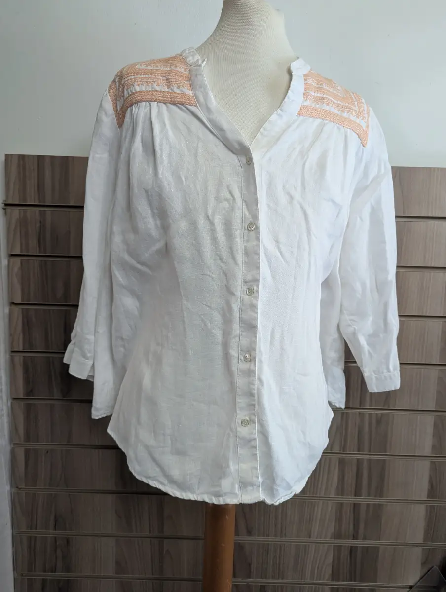 EAST Linen Shirt Blouse Ladies oversized  Summer Holiday Beach Pullover Embroided Flow - 14