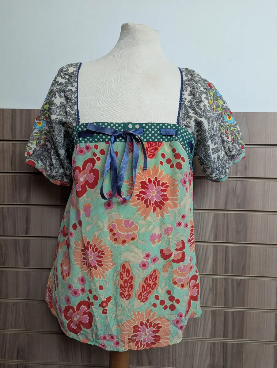 Fei Boho-chic Bohemian Blouse Silk Cotton Festival Summer Hippy Romantic - Small 6