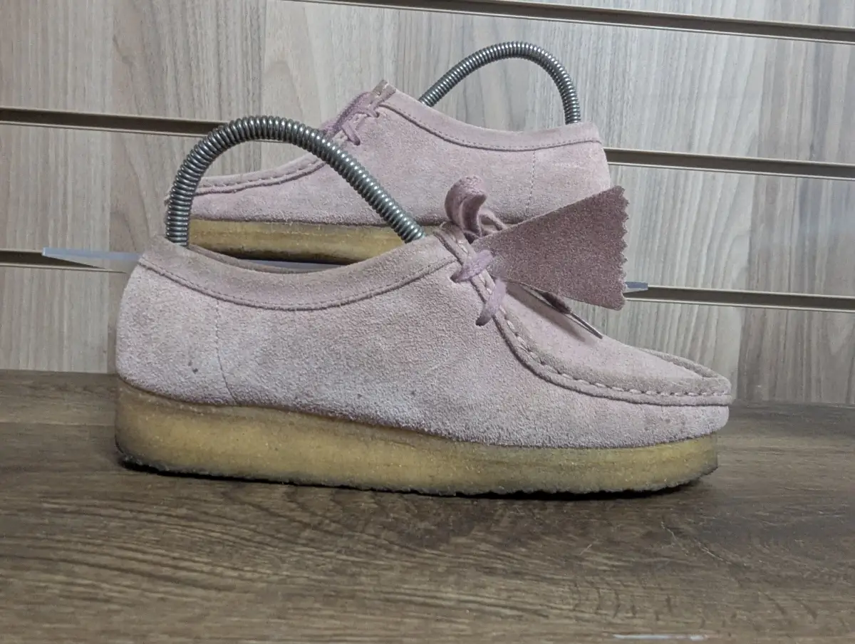 Clarks Orignals Wallbees Shoes Ladies Gum Sole Lilac Soft Suede UK 5.5 D EU 38.5