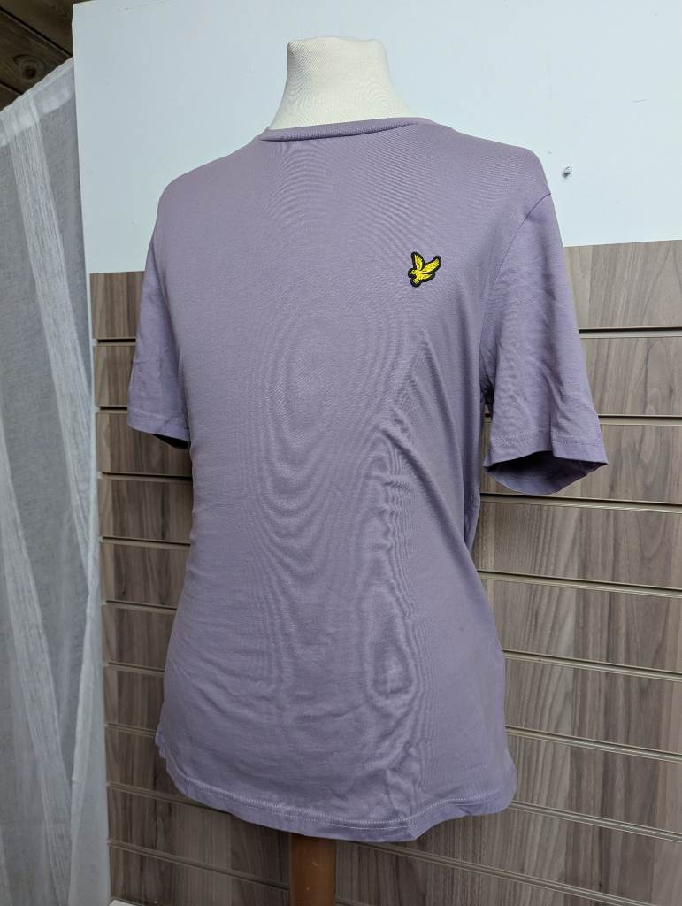 Lyle And Scott Summer T-shirt Light Purple Cotton Classic Holiday Pullover UK Medium