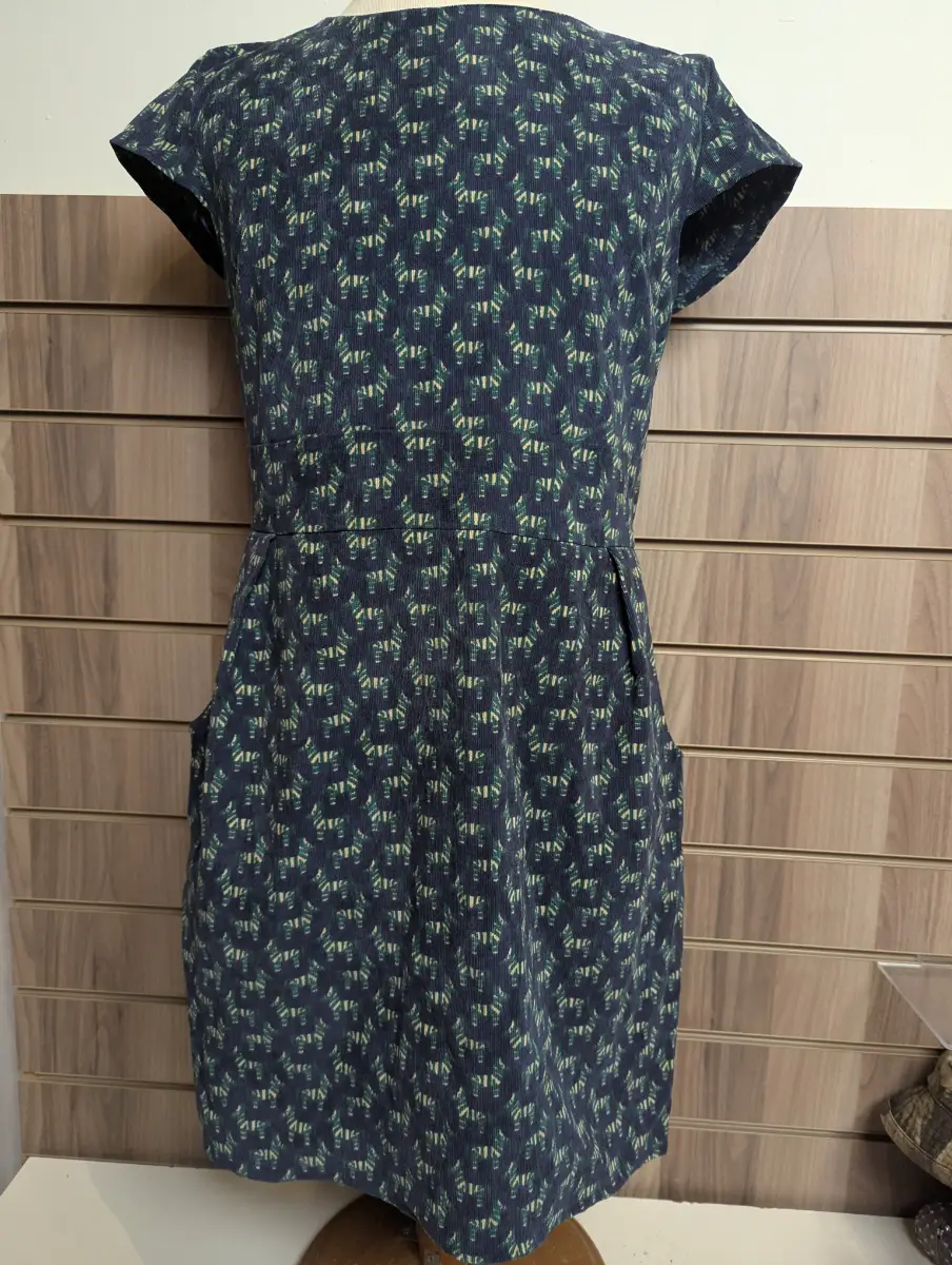 Joe Browns Zebra Dress Ladies A-line Cotton Holiday Fine Cord Pocket Zip UK 14 Medium