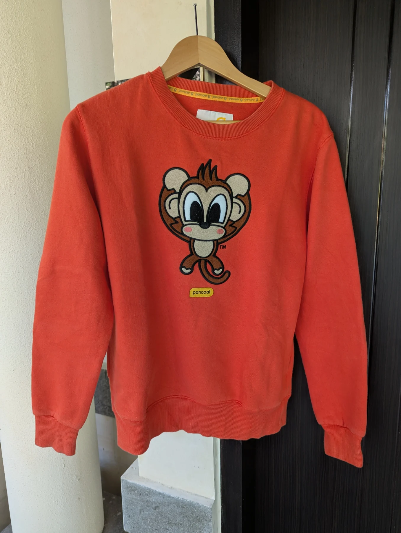 Pancoat Monkey Jumper Korean Heavy Cotton Embroidered Logo Orange Sweatshirt  Small