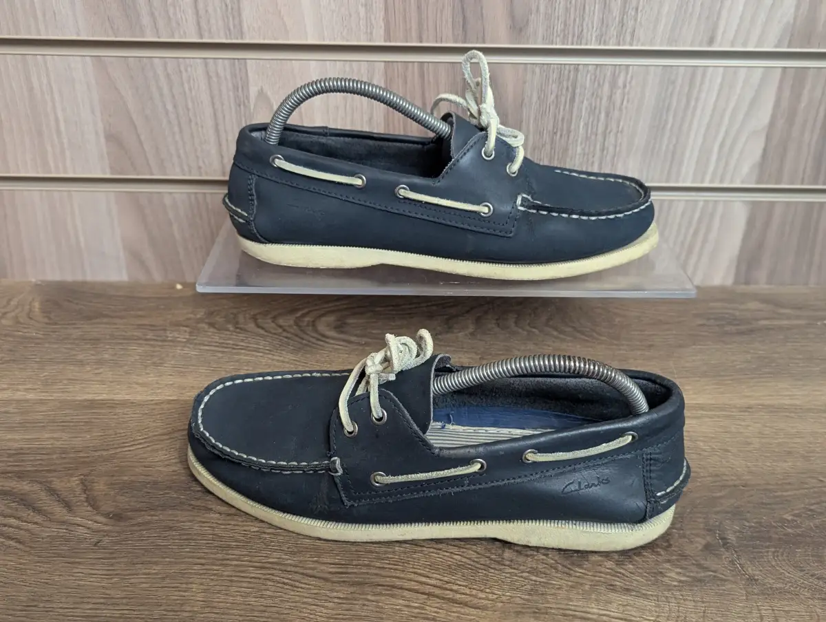 Clarks Collection Boat Ladies Navy Leather  Summer Flats Sea Dock UK 6.5 EU 40