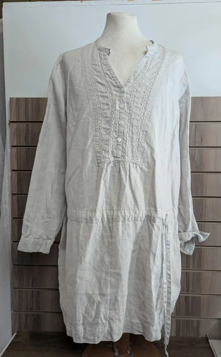 Laredoute Edeis 100% Linen Dress Summer  Coastal Boho Festival Embroidered UK 16