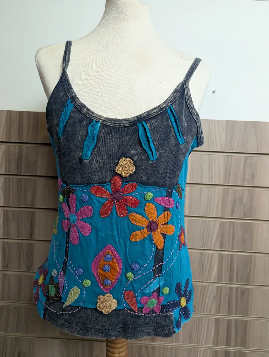 Gringo Hippie Vest T-shirt Ladies Boho Festival Holiday Nepal Summer Top UK Med