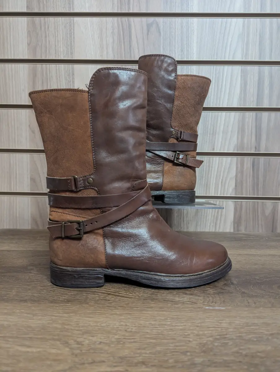 Clarks Melody Boots Ladies Soft Leather Fur Lined Pull Up Mixed Ankle Uk 4 EU 37