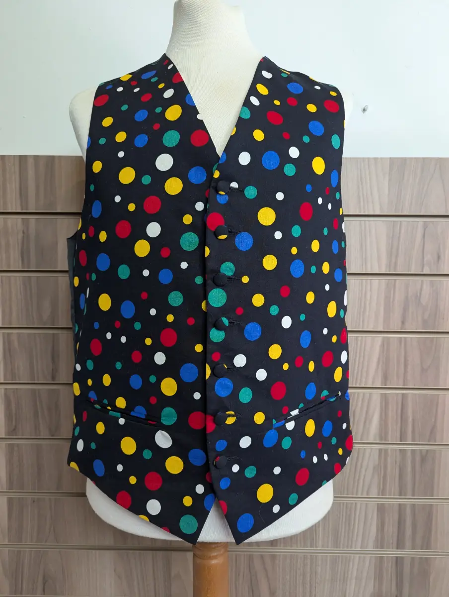 Hunt & Holditch Waistcoat Mens Diner Wedding Pokadot Embroidered Luxury Medium