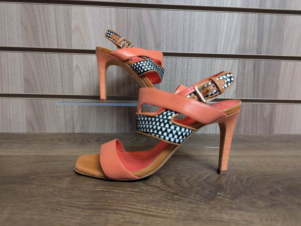 Hugo Boss High Heel Shoes Ladies Embellished Designer Coral Glamour UK 4 EU 37