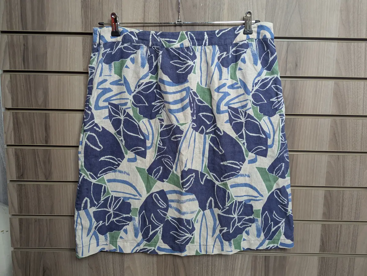 White Stuff Linen Skirt Ladies A-line Lined Pocket Summer UK 16 W 36" L 24"