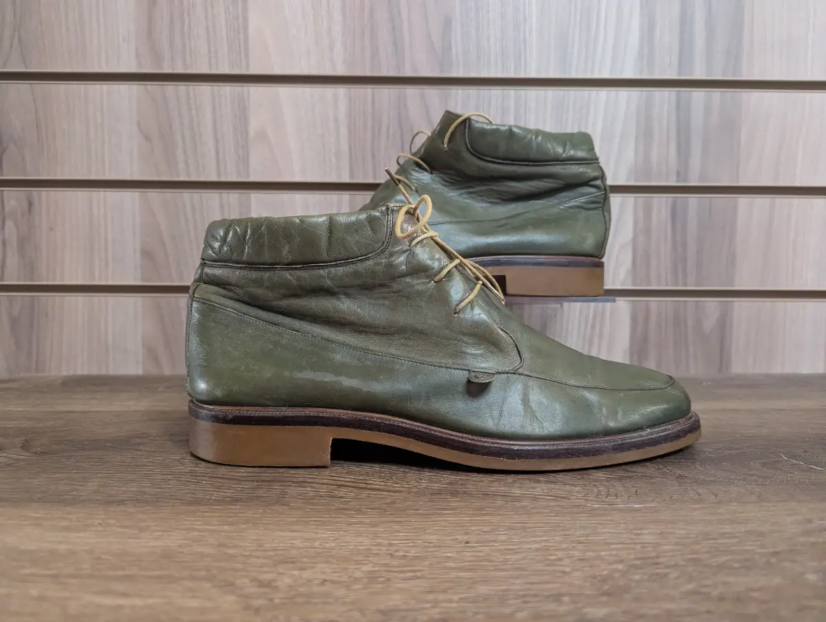 Etienne Aigner Luxury Boots Mens Designer Soft Leather Olive Ankle Uk 8 EU 42