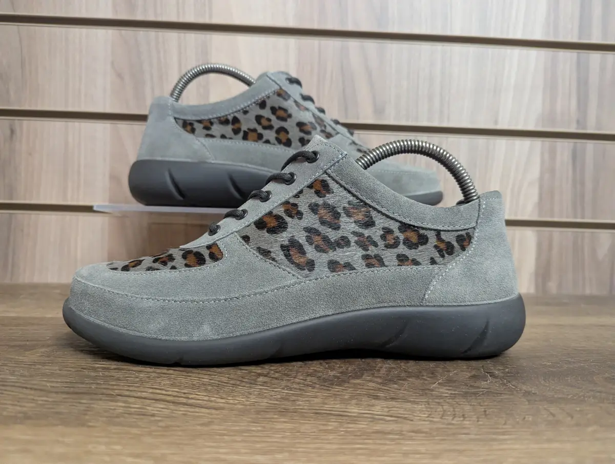 Hotter Raven STD Trainers Womens Leopard Print Brushed Suede Sneaker UK 7 EU 41