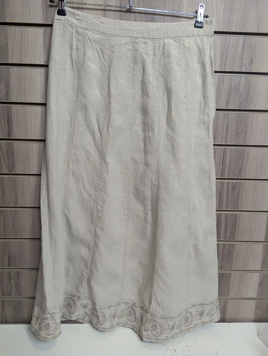 Per Una Linen Skirt A-line Festival Holiday Summer Embroided UK 14 W 34" L 35"