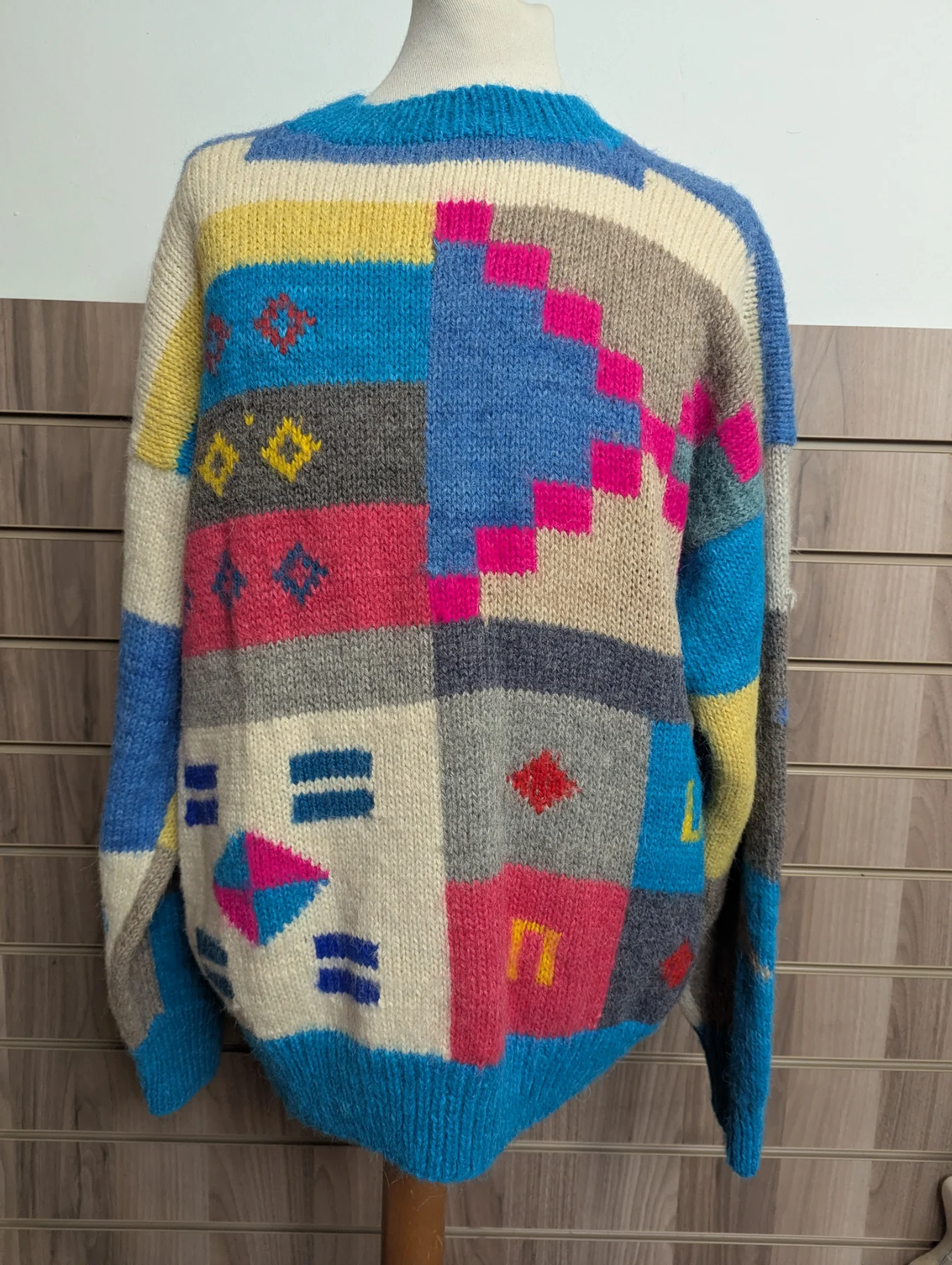 Linea De Alpaca Vintage Jumper Handcrafted Peruvian Aztec Symbols Warm UK XL