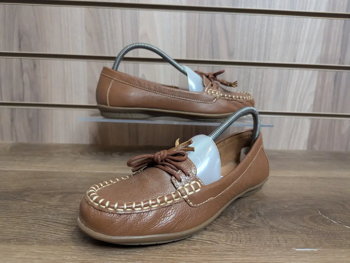 Hotter Honiton Loafer Shoes Womens Tan Leather SlipOn  Summer Holiday Uk 7 EU 41