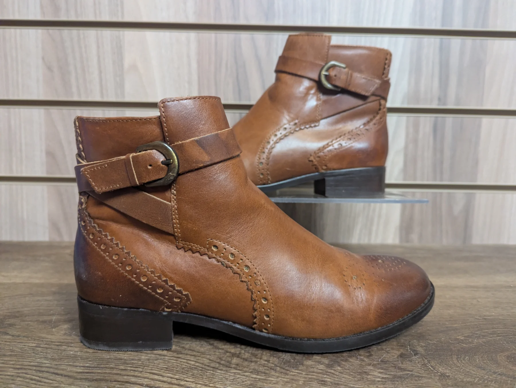 Clarks Cushion Plus Boots Netley Olivia Brogue Lined Leather Zip Uk 6 D EU 39