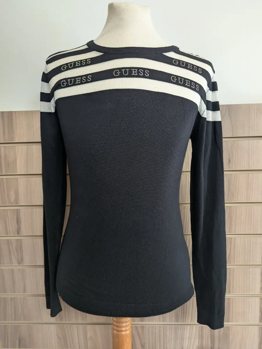 Guess Los Angeles Jumper Ladies Rhinestone Embellished Luxury Stretch UK 10