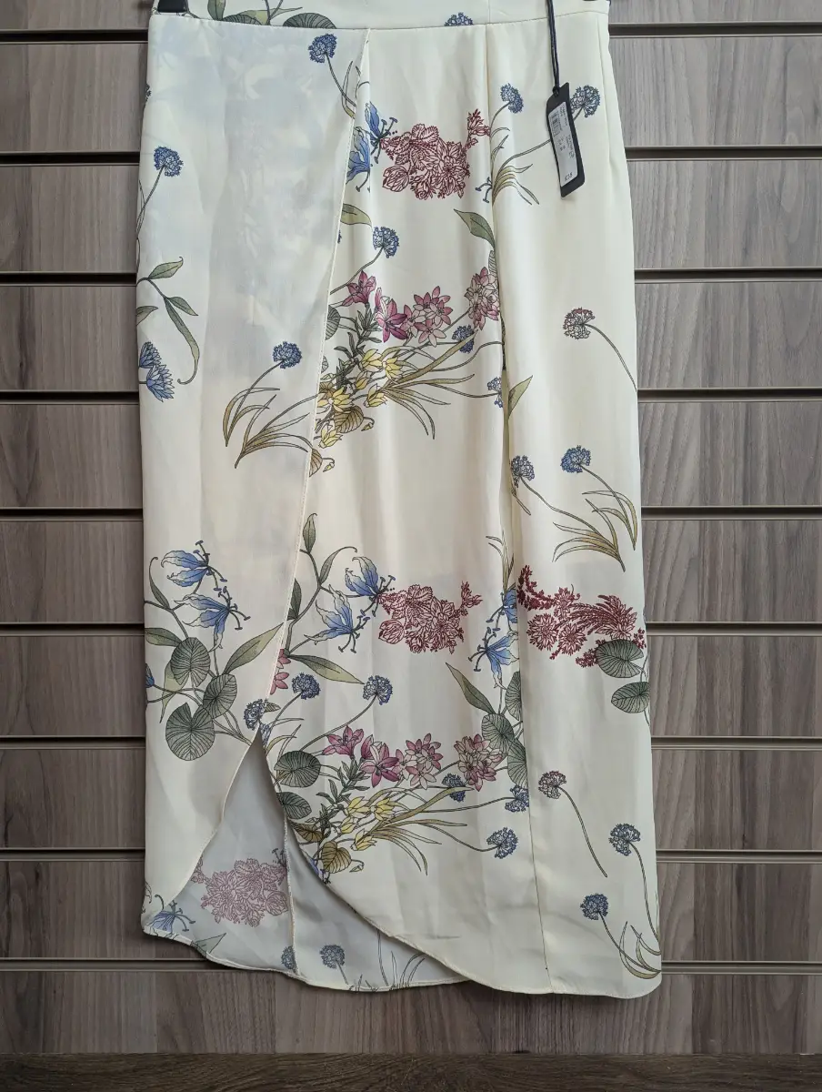 River Island Pencil Skirt Ladies Zip Lined Luxury Floral Slit UK 10 W 28" L 32"