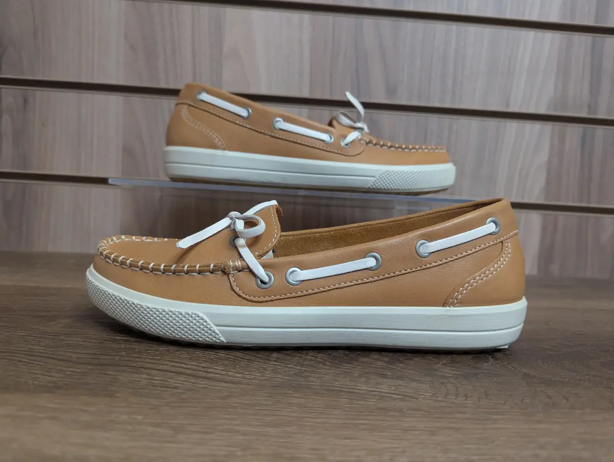 Hotter Kate Loafer Shoes X-Wide Tan Leather SlipOn  Summer Holiday Uk 7 EU 41
