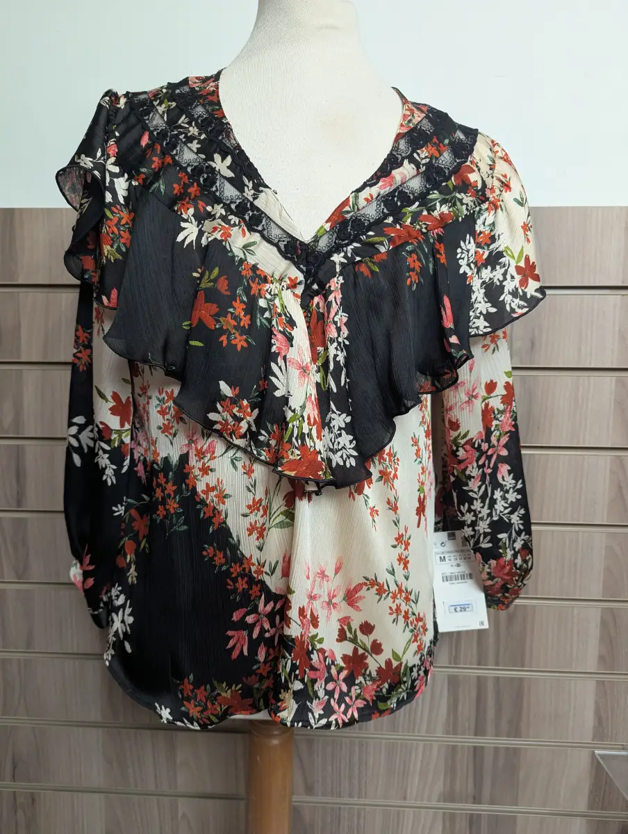 Zara Boho-chic Bohemian Blouse Pullover Festival Flowy Summer Hippy Romantic - Medium