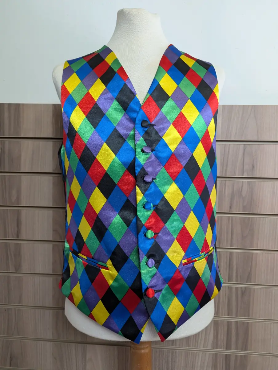 Hunt & Holditch Waistcoat Mens Harlequin Diner Wedding Embroidered Luxury Medium