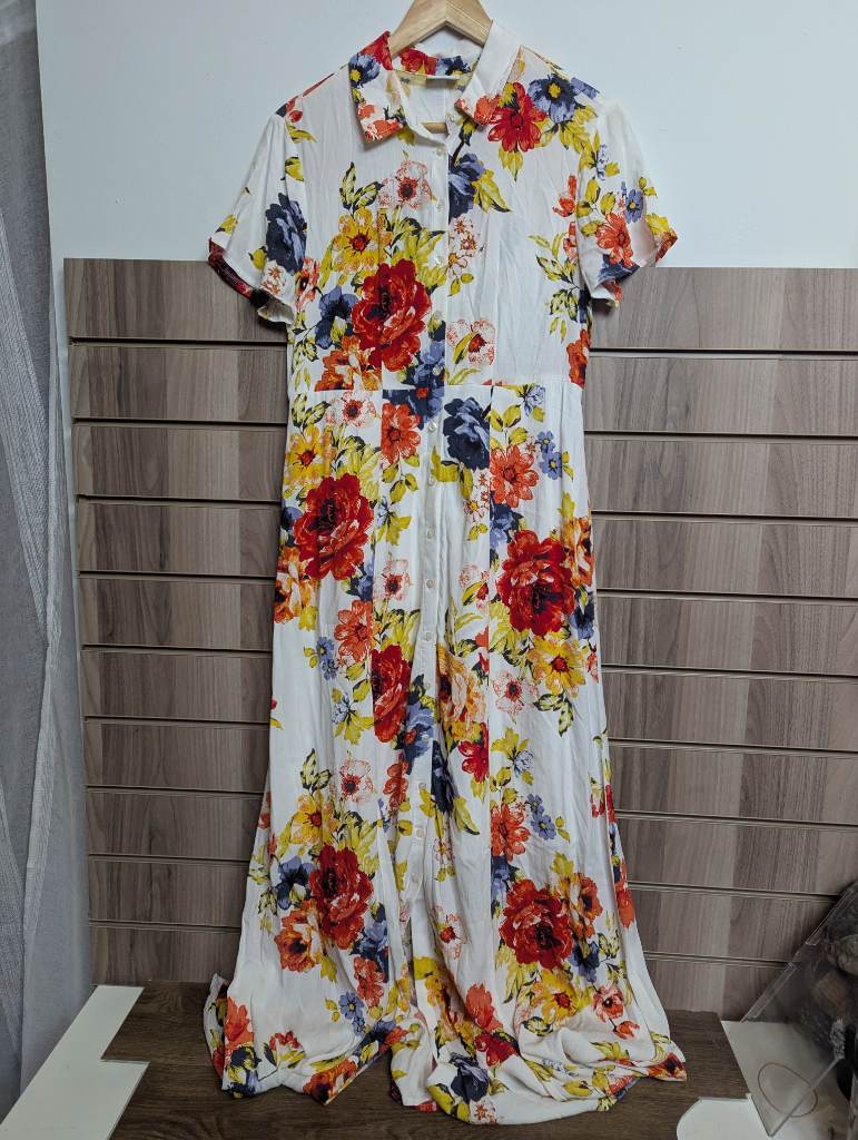 Vila Virosalina Maxi Dress Ladies Summer Holiday Luxury Floral Lined Long UK Small